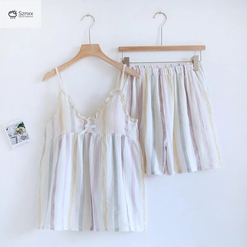 Women’s Cotton Crepe Chest-pad Sleepwear Set