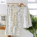 Womens Cotton Crepe Long Sleeve Pajama Set