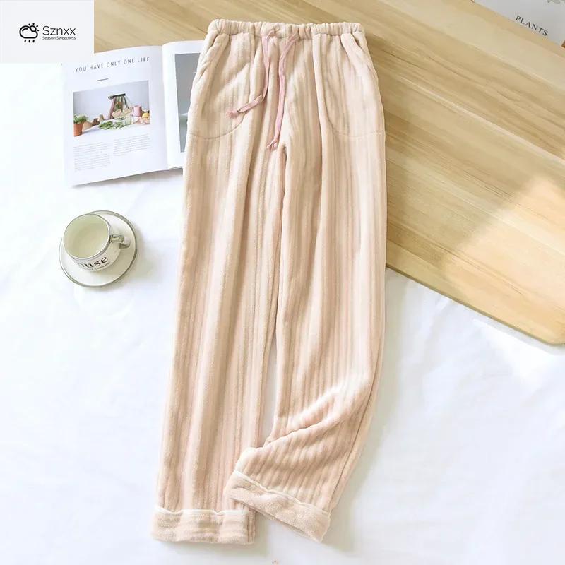 Cozy Flannel Bar Pattern Womens Sleep Pants