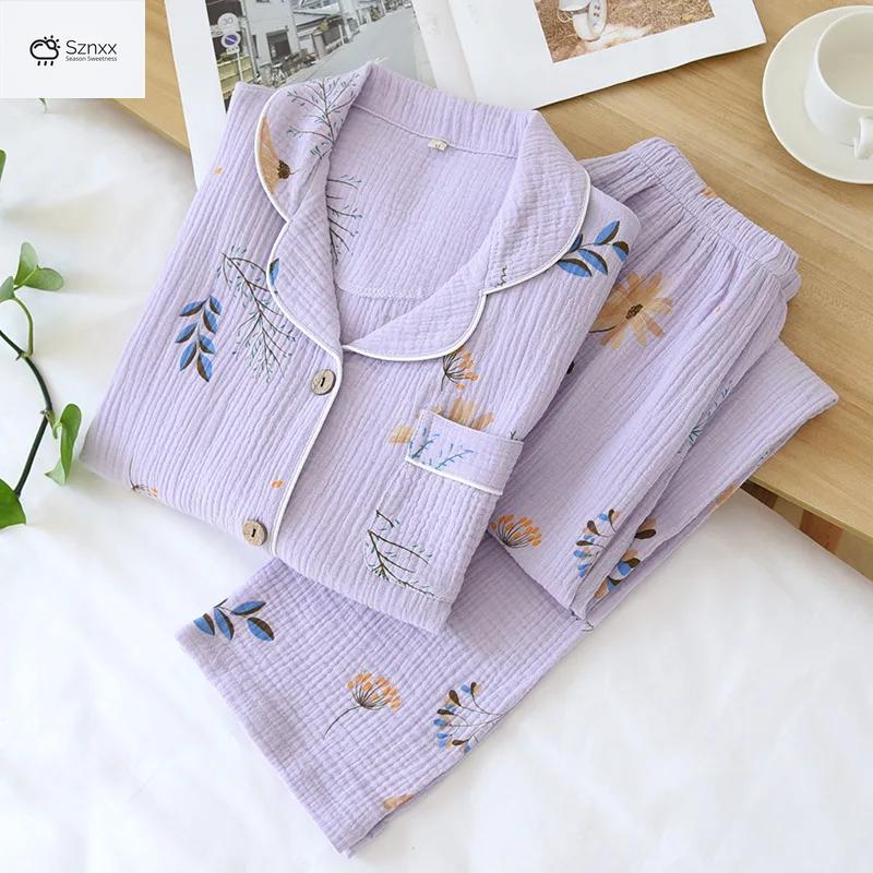 Soft Lavender Cotton Long-sleeve Pajama Set Plus