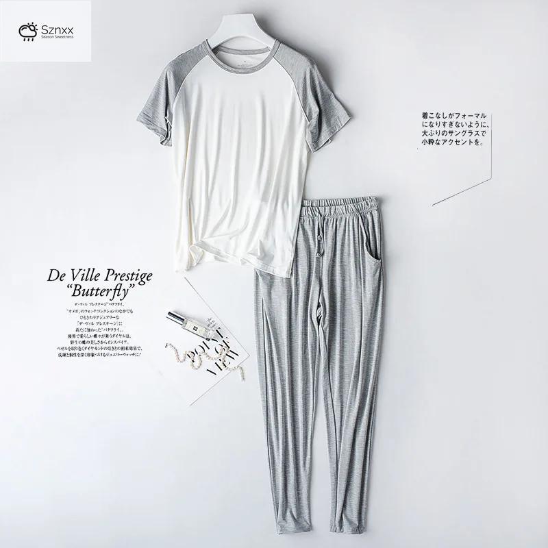 Womens Modal Short-sleeve Pajama Set Lightweight Breathable