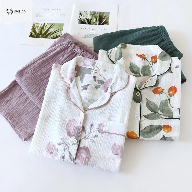 Minimalist Crepe Cotton Long-sleeve Pajama Set