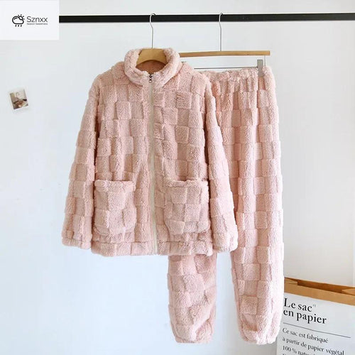 Cozy Coral Fleece Couple Pajama Set