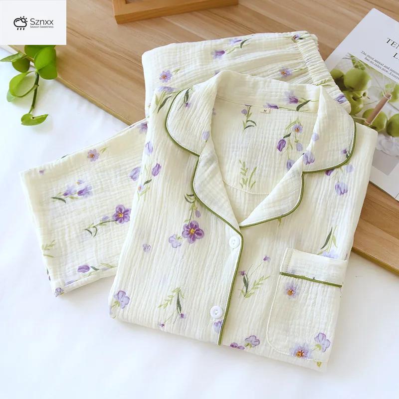 Japanese Cotton Crepe Floral Pajama Set