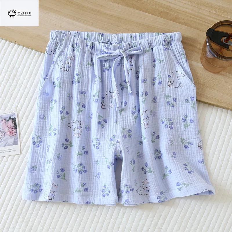 Womens Loose Cotton Crepe Pajama Shorts Summer Essentials
