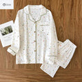 Soft Crepe Cotton Womens Lapel Pajama Set