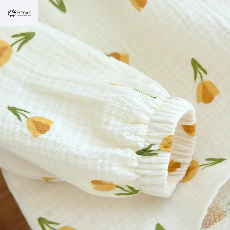 Loose Floral Cotton Crepe Pajama Lounge Set