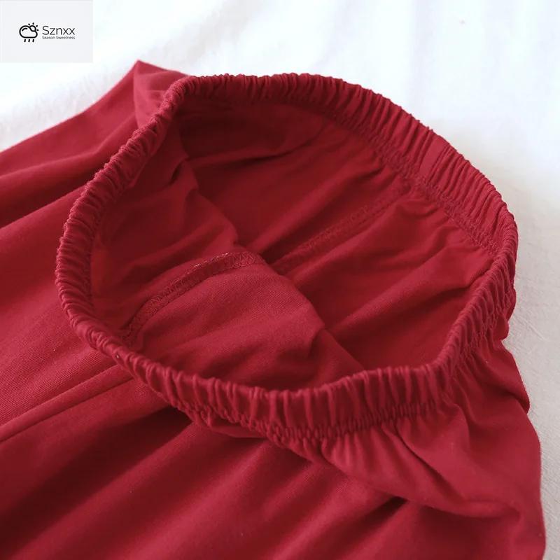Cozy Cotton Couple Knit Pajama Set Red