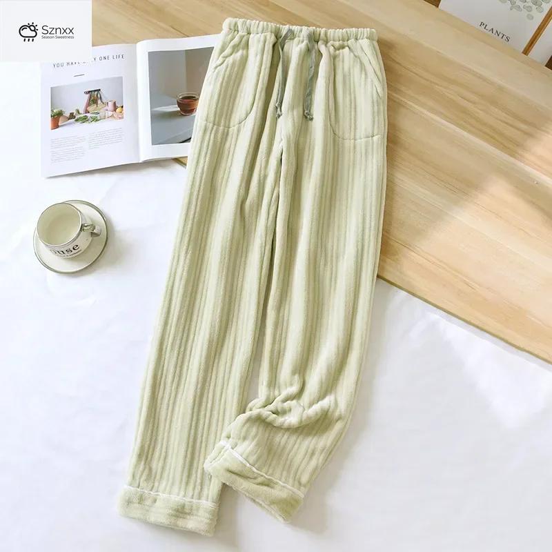 Cozy Flannel Bar Pattern Womens Sleep Pants