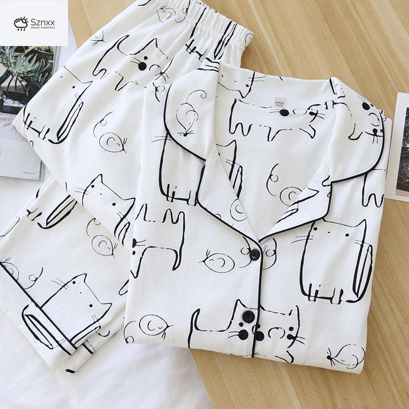 Cozy Cotton Cartoon Print Long-sleeve Pajama Set