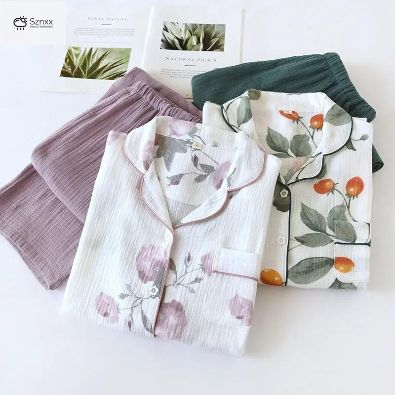 Minimalist Crepe Cotton Long-sleeve Pajama Set