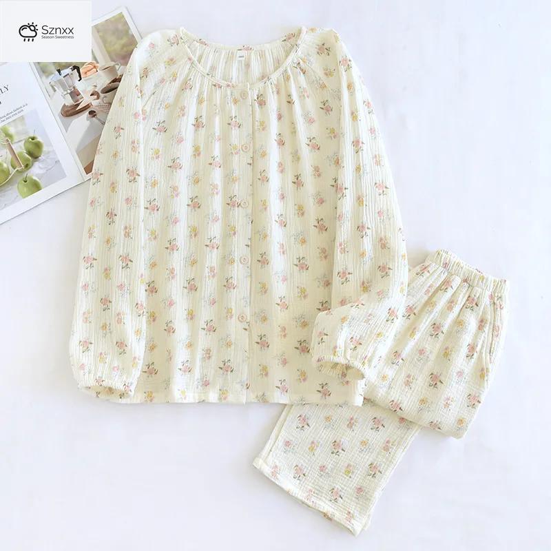 Soft Floral Cotton Pajama Set With Long Sleeves