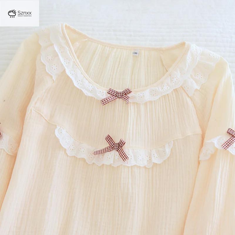 Japanese Cotton Crepe Pajama Set Long-sleeve
