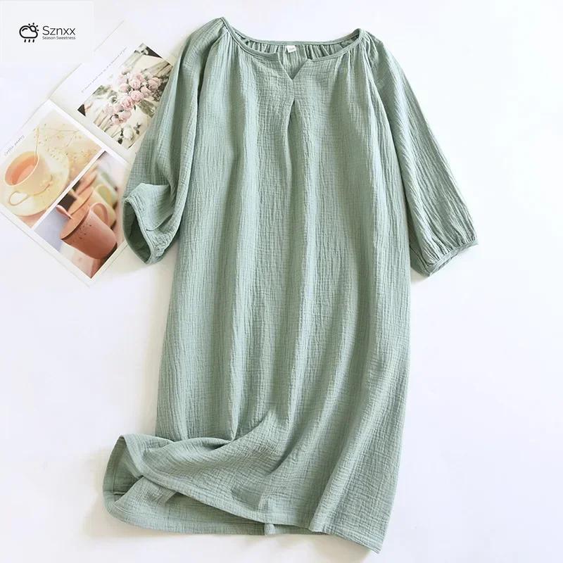Colorful Cotton Crepe Loose Sleep Skirt Nightgown