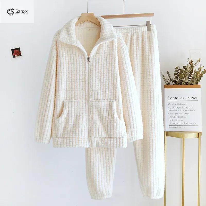 Cozy Flannel Couple Pajama Set Winter Loungewear