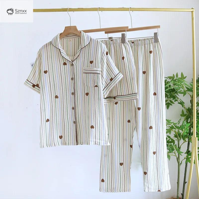 Soft Cotton Three-piece Summer Pajama Lounge Set