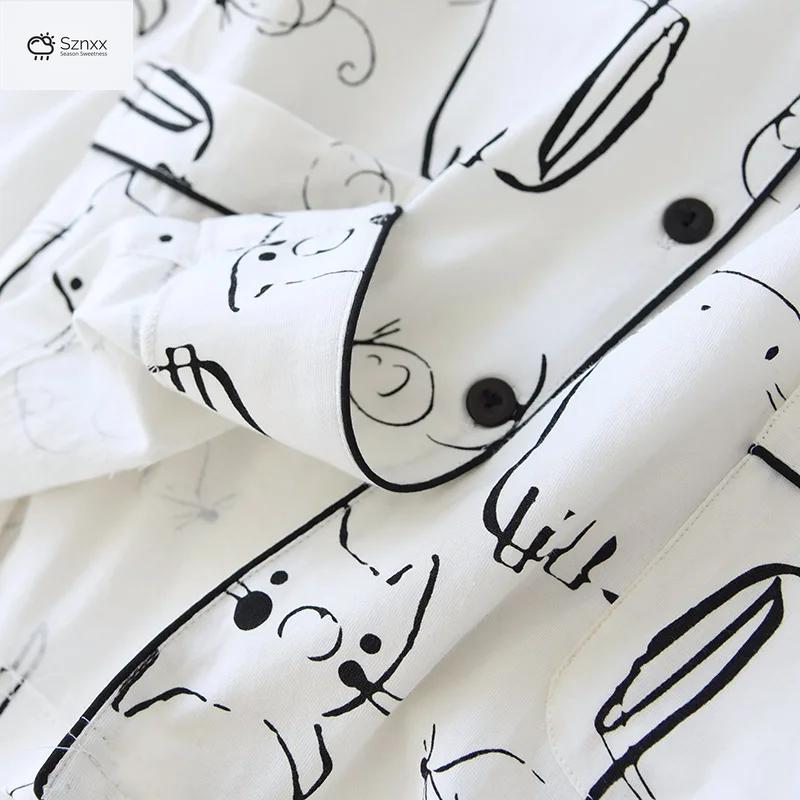 Cozy Cotton Cartoon Print Long-sleeve Pajama Set