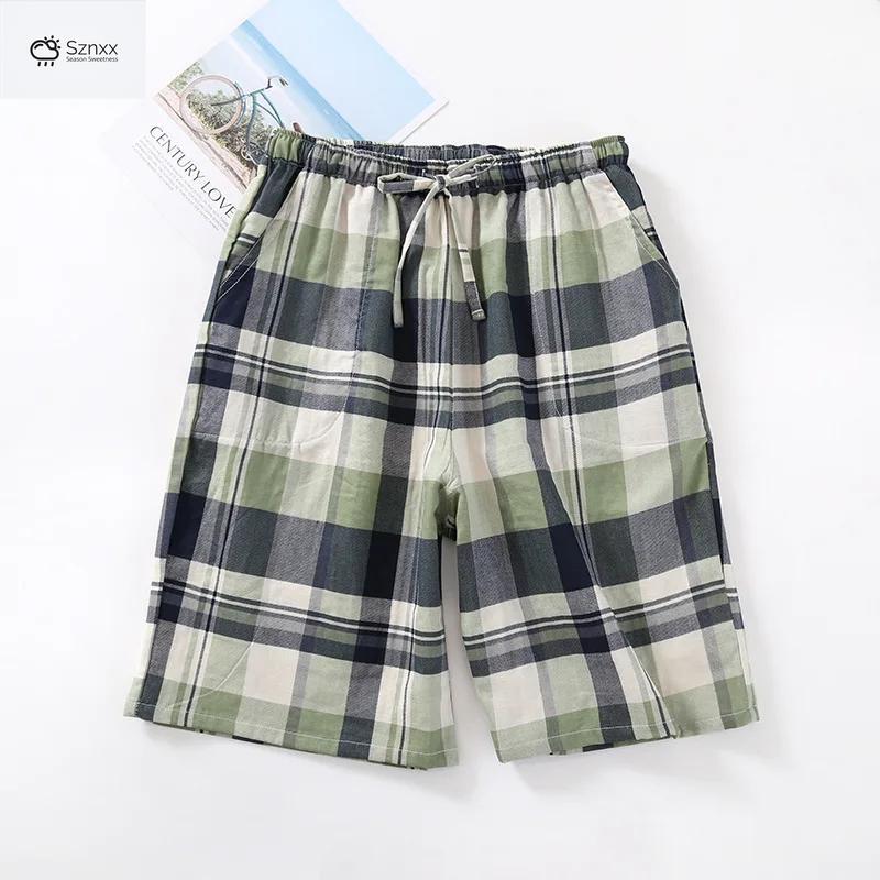 Lightweight Cotton Gauze Lattice Pajama Shorts Set