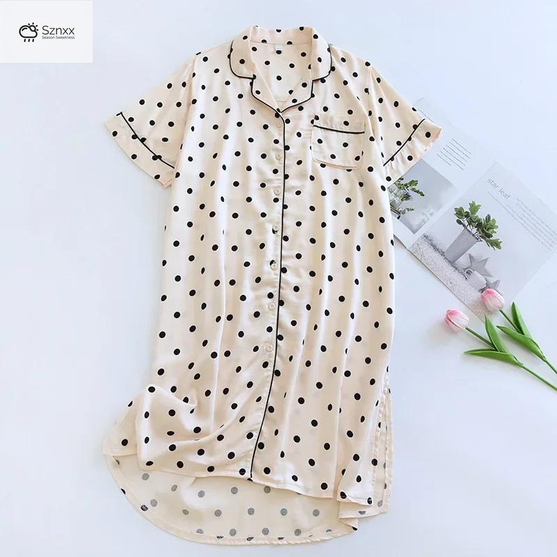 Summer Polka Dot Viscose Sleep Skirt