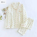 Womens Crape Flip Collar Printed Pajama Set
