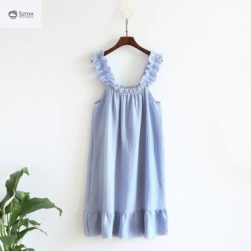 Womens Cotton Crepe Suspender Nightdress Skirt