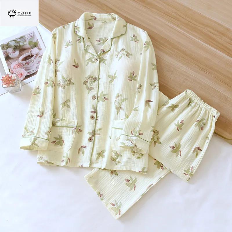 Soft Cotton Crepe Pajama Set With Chest Pads