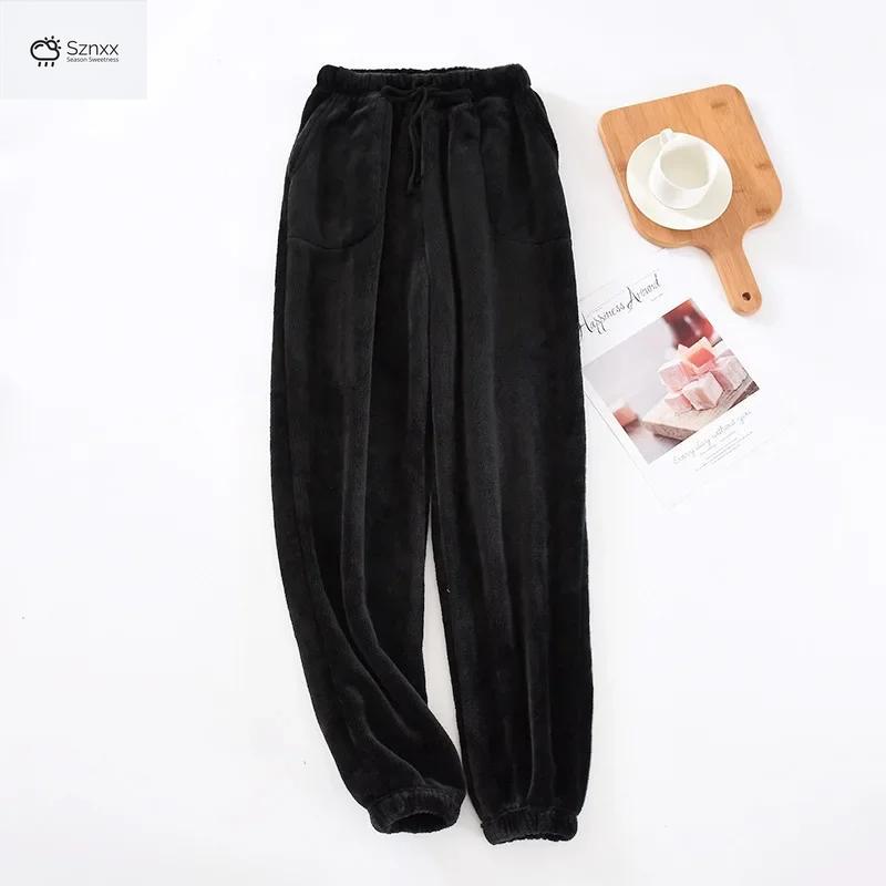 Cozy Flannel Mens Lounge Pants With Coral Fleece