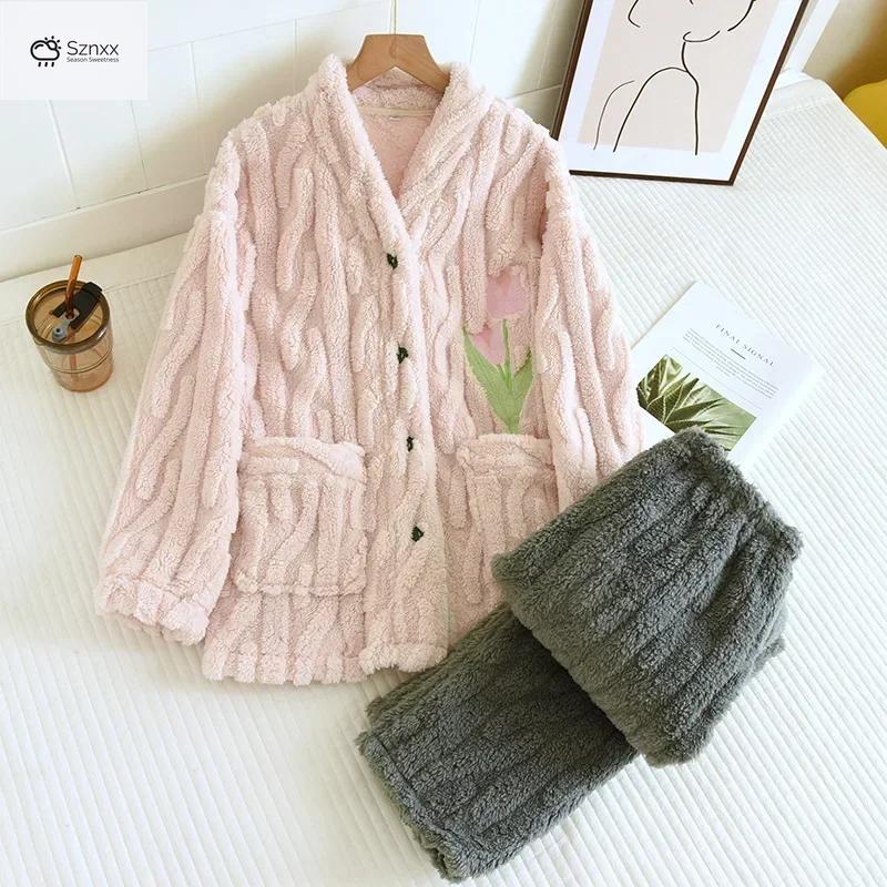 Cozy Flannel Coral Fleece Women’s Pajama Set