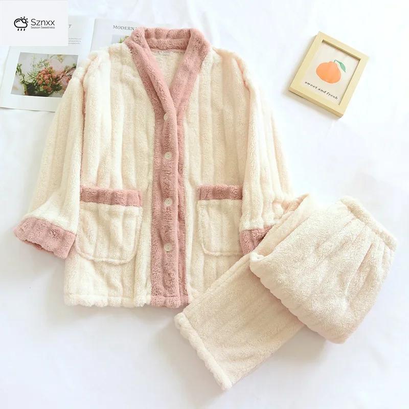 Cozy Flannel Coral Fleece Women’s Pajama Set