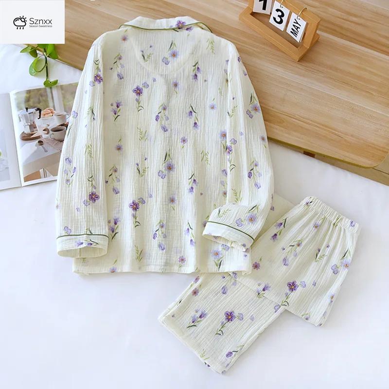 Japanese Cotton Crepe Floral Pajama Set