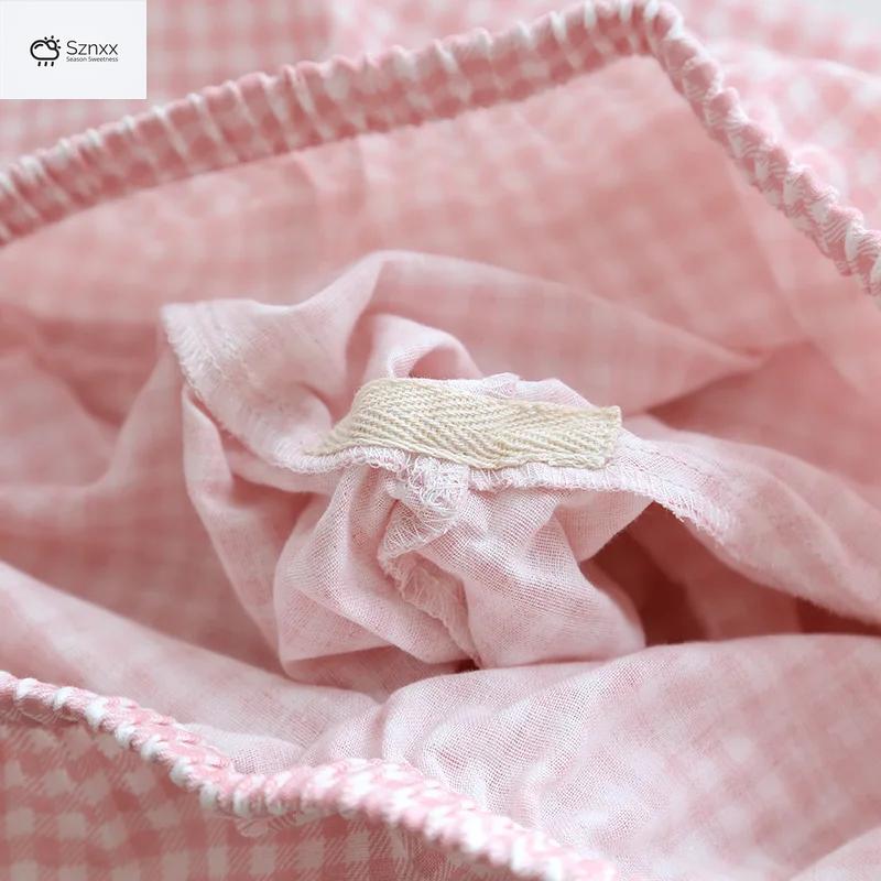 Soft Cotton Gauze Plaid Couple Pajama Set