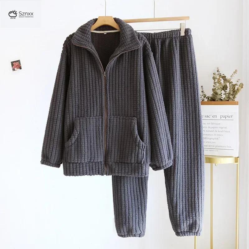 Cozy Flannel Couple Pajama Set Winter Loungewear
