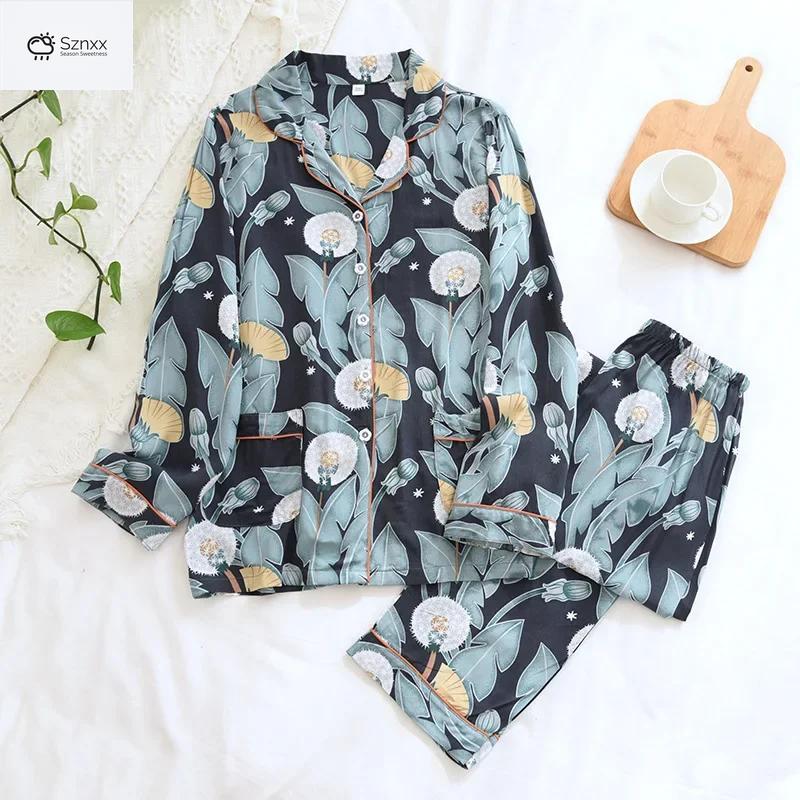 Loose Dandelion Viscose Pajama Set For Women