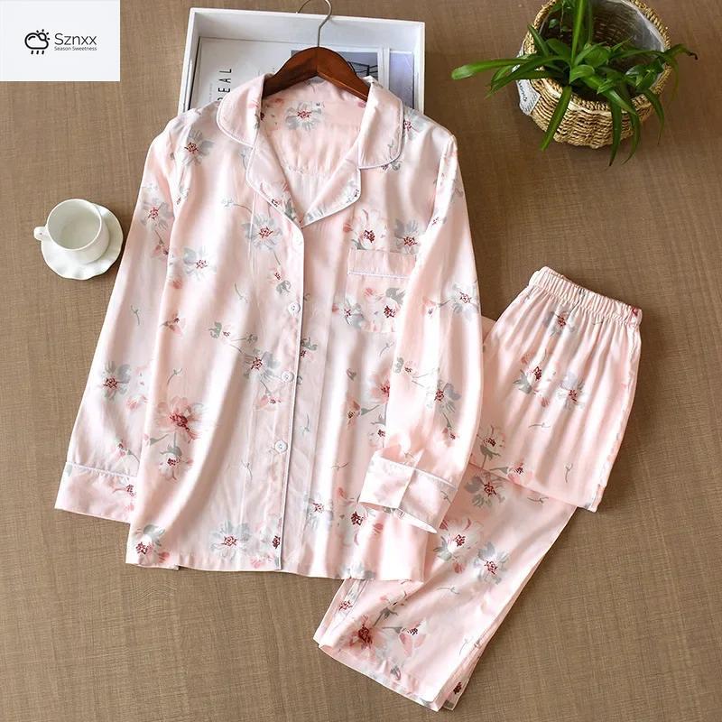 Floral Viscose Silk Loungewear Long-sleeve Pajama Set