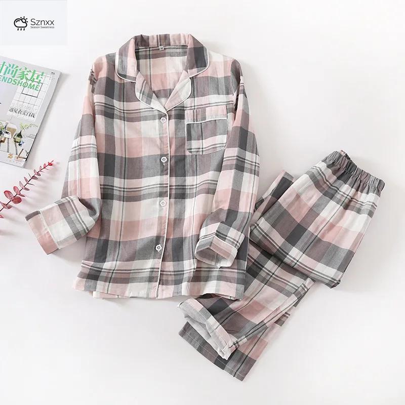 Soft Cotton Gauze Couple Pajama Set Plus Size