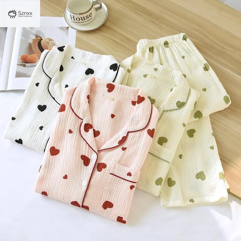 Soft Cotton Crepe Long Sleeve Pajama Lounge Set