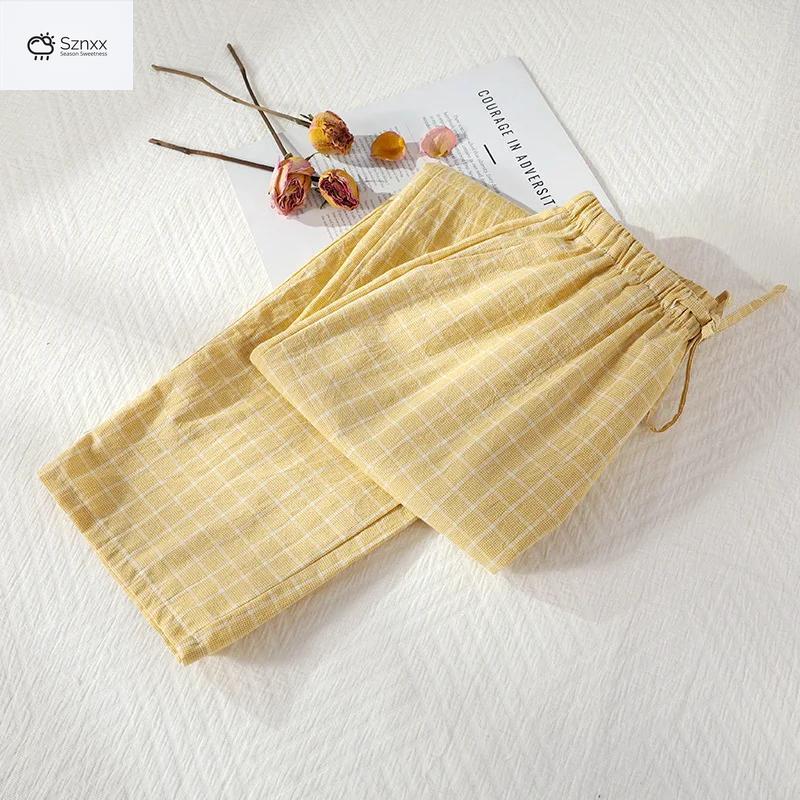 Women’s Lightweight Cotton Gauze Sleep Pants Set