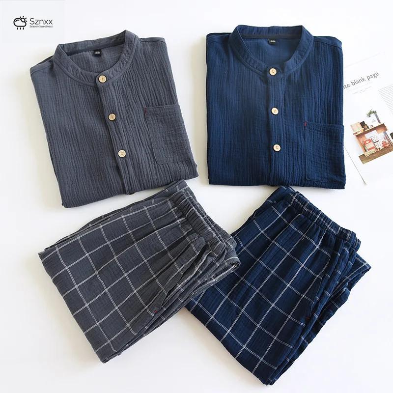 Japanese Cotton Crepe Couple Pajama Set Long-sleeve