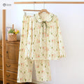 Soft Crepe Cotton Women’s Long Pajama Set