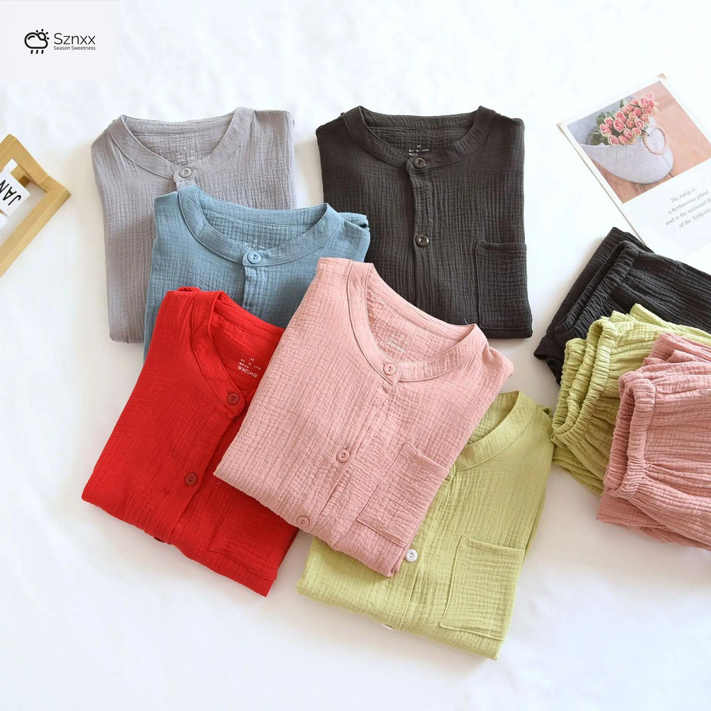 Couple’s Crepe Cotton Long-sleeve Pajama Set