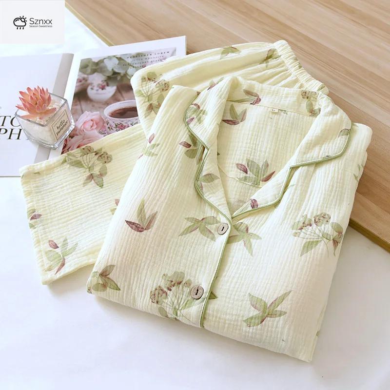 Soft Cotton Crepe Pajama Set With Chest Pads