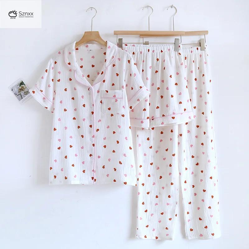 Soft Cotton Crepe Summer Pajama Set With Shorts