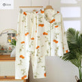 Womens Cotton Crepe Long Sleeve Pajama Set