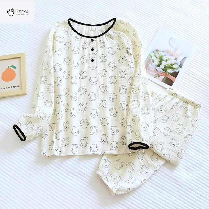 Soft Cotton Crepe Printed Pajama Set For Women