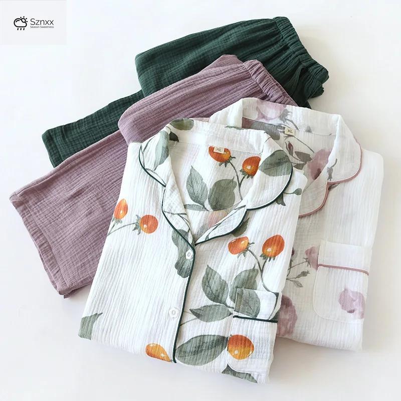Minimalist Crepe Cotton Long-sleeve Pajama Set