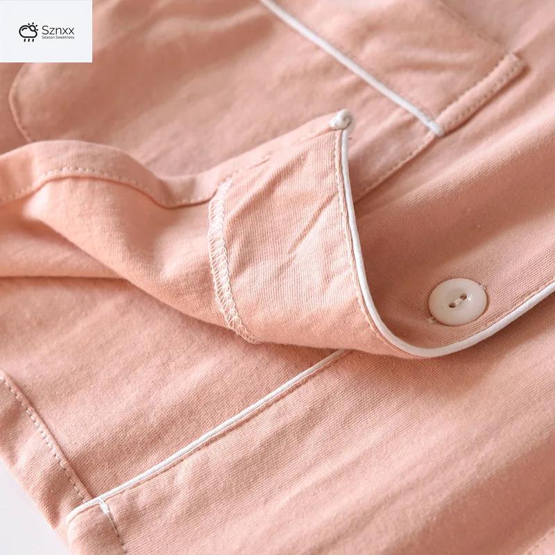 Couple Knitted Cotton Long-sleeve Pajama Set
