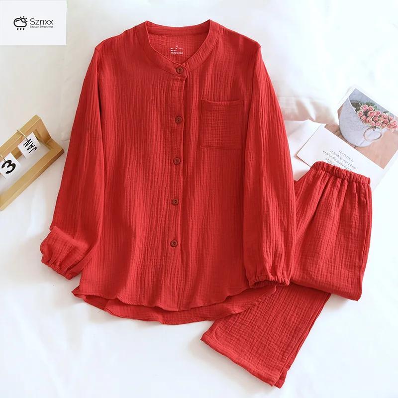 Couple’s Crepe Cotton Long-sleeve Pajama Set