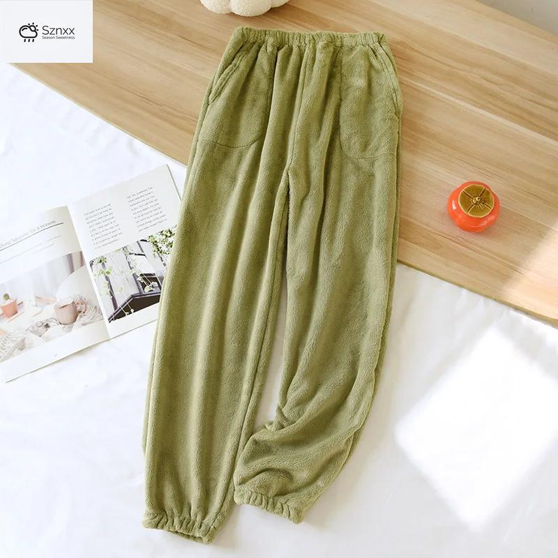 Womens Velvet-lined Thick Flannel Lounge Pants