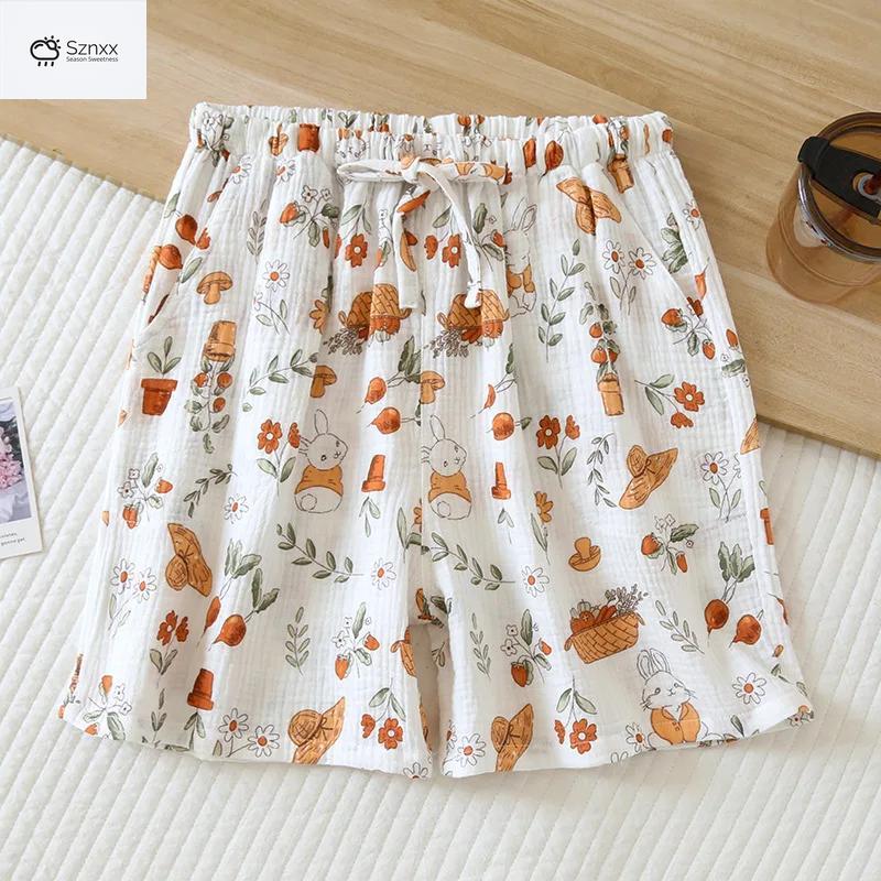 Womens Loose Cotton Crepe Pajama Shorts Summer Essentials