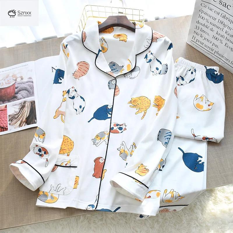 Cozy Knit Cotton Lounge Pajama Set With Long Sleeves